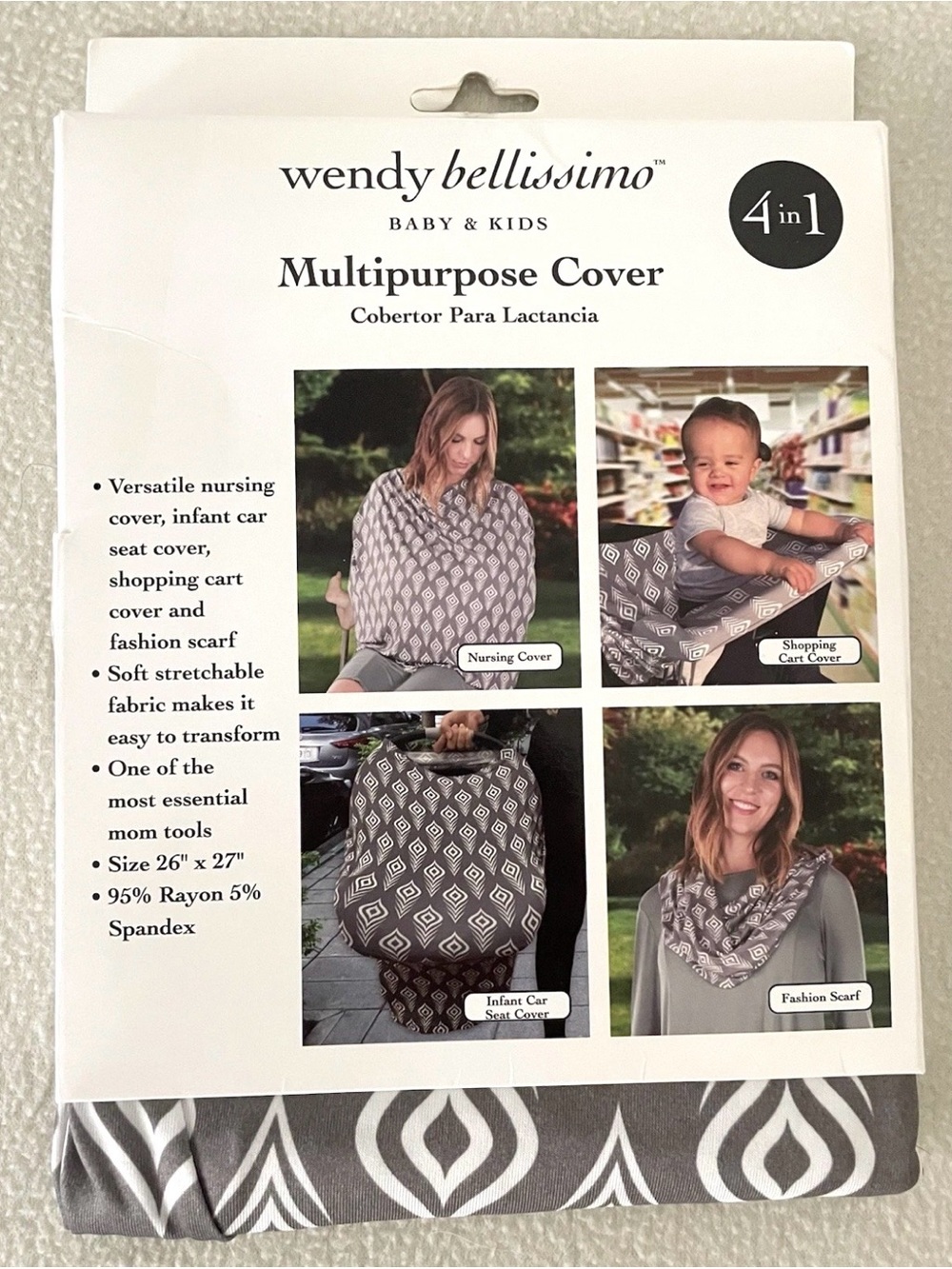 Wendy Bellissimo Gray & White Multipurpose Baby Cover